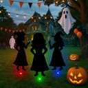 3 Pack Halloween Decorations Outdoor Metal Halloween Witch Yard Sign Silhouette Witch, Metal Silhouette Yard Signs for Garage Door, Wall, Lawn Decor Home Party