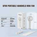 2 x Handheld Fan 1200mAh, 6.8H Max Cooling 3-Speed Portable Mini Fan, Type-C Rechargeable Personal Pocket for Travel Office Outdoor (White)