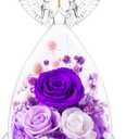 Valentines Day Roses Gifts for Women,Preserved Real Flowers Roses in Glass Angel Figurines,Valentines Day Gifts for Women Mom Wife Girlfriend./Purple