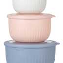 COOK WITH COLOR Prep Bowls with Lids- Wide and Deep Nesting Plastic Small Mixing Bowl Set with Lids, 12 Piece Set - Deep Bowls, Blue/Pink