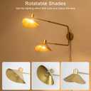 Gold 2-Light Plug in Wall Sconce, Big Adjustable Swing Arms Wall Light Fixture for Living Room Bedroom Bedside Wall Light Adjustable Swivel Arms Extendable Length 22 to 58