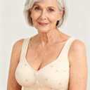 Daisy Bras for Older Women No Underwire Front Closure Comfort Senior Wireless Snap Closing Bra, 44D