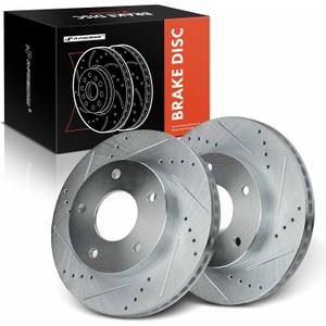 A-Premium 10.50 Inch (266.7mm) Front Drilled and Slotted Disc Brake Rotors