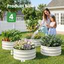 WILLOW WEAVE 4 Pcs Round Raised Garden Bed Outdoor, 2x2x1ft Circle Garden Bed, Galvanized Raised Planter Box for Gardening, Metal Raised Beds for Flower, Vegetable, Herb, White