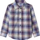 Gap Boys' Long Sleeve Flannel Button-Down Shirt (6-12 Months, Bellwether Blue 193943)