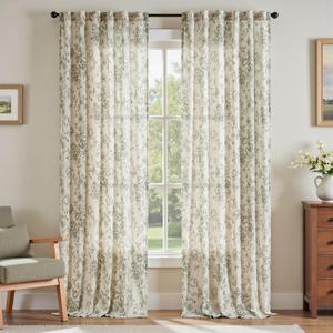 jinchan Linen Blend Curtain Floral Curtains for Living Room 108 Inch Length Sage Green Printed Curtain Rod Pocket Back Tab Farmhouse Peony Flower Patterned Drapes Bedroom Window Curtains Set 2 Panels jinchan Linen Blend Curtain Floral Curtains for Living Room 108 Inch Length Sage Green Printed Curtain Rod Pocket Back Tab Farmhouse Peony Flower Patterned Drapes Bedroom Window Curtains Set 2 Panels