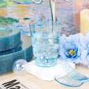 Rubtlamp 180Pcs Blue Glitter Dinnerware Set(30 Guests), Blue Plastic Plate With Gitter Disposable Silverware, Gitter Plate Set Include 30Dinner Platos, 30Dessert Platos, 90Cutlerys, 30Cups for Party