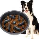 JASGOOD Largr Dog Slow Feeder Bowl - Reduce Slip Puzzle Bowl for Elevated Diners - Dark Gray, Fit Opening 8.9"-9.25"