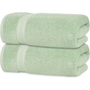 Quick-Dry, Soft & High Absorbent Jumbo Bath Sheet 35"x70" Cotton Turkish Bath Towel Set of 2 | Daily Use 100% Cotton for Bathroom, Gym & More | Bathroom Towels Set (2 Pcs, Green)