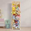 Wooden Stuffed Animal Storage Zoo Stuffed Animal Holder Plushie Storage Space Save Vertical Toy Storage Organizer with Elastic Band for Nursery Playroom Kidroom Bedroom