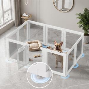 Clear Acrylic Dog Playpen Indoor, 24" H, White