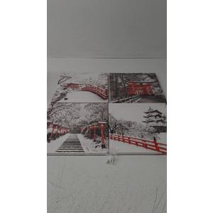 Set Of 4 Canvas Prints  Snowy Japanese