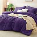 CozyLux Queen Comforter Set Purple, 7 Pieces Bed in a Bag Queen Comforter Set with Sheets, Luxury Soft Bedding Sets with Down Alternative Comforter, Fitted Sheet, Flat Sheet, Pillowcases & Shams