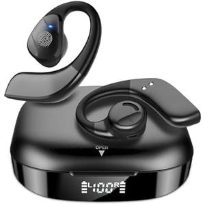 Golvery Bluetooth 5.3 True Wireless Earbuds w/DSP Noise Cancelling Mic, Open Ear Stereo Sports Headphones w/ 800mAh LCD Display Charging Base, HiFi Deep Bass, Compatible with TV iPhone Android
