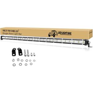SKYWORLD 32 inch 150W Single Row LED Light Bar Low Profile Ultra Thin Slim Mini Spot Flood Combo Beam Off Road Driving Lights Led Fog Lights Boat Lighting ATV SUV UTV Truck
