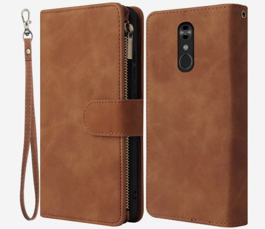 Phone Case for LG Stylo 4 Folio Flip Wallet Case,PU Leather Credit Card Holder Slots Full Body Protection Kickstand Hard Hybrid Protective Phone Cover for Stylo4 Plus LGstylo4 4Plus 4+ Q Stylus Brown