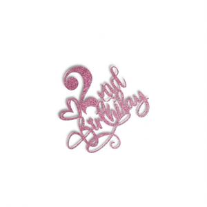 Pink Glitter "Happy Birthday" Cake Topper