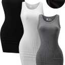 Chongbaijia 3 Pack Summer Dresses for Women 2026 Ribbed Crewneck Tank Top Dress Sleeveless Sundress Basic Bodycon Mini Dress (M)
