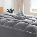 SLEEP ZONE Mattress Topper Queen Size, Extra Thick Fitted Mattress Pad for Back Pain, Plush and Support Mattress Cover, Deep Pockets Mattress Protector, Hotel Quality (Grey, Queen)