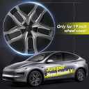 Tesla Model Y Juniper 19 Inch 4 Pcs Wheel Covers - Matte Black ABS Hubcaps with Rim Protectors | Replacement Compatible with 2025 2026 Model Y Juniper, not Compatible with Tesla Y 2021-2024