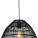 Bamboo Pendant Light Fixture Boho Style 1 Lights Rattan Pendant Lamp Woven Hanging Light for Kitchen Island Nursery in Black(13.7" W)