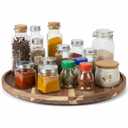Yiyiring 24'' Wood Lazy Susan for Countertop Acacia Large Turntable Rotating Serving Tray for Table Top Non Skid Kitchen Tray Revolving Condiment Spice Rack Table Organization Storage, Natural