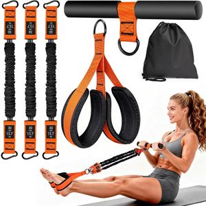 Upgraded Adjustable Pedal Resistance Band with Handles, 3-Tube 30Lb Multifunction Resistance Band for Women, Sit Up Fitness Equipment for Abdomen, Waist, Arm, Core/Abs, Leg 