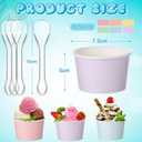 Boao 100 Set 5 oz Ice Cream Cups with Spoons Disposable Paper Sundae Dessert Bowls Summer Party Supplies (Pastel)
