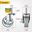 HOLKIE Caster Wheels 3 inch Locking Casters Set of 4, Threaded Stem 3/8" -16 x 1-1/2" (Diameter 3/8", Length 1-1/2") Swivel Heavy Duty Castors Gray