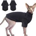 Idepet Sphynx Hairless Cats Sweater Shirt Kitten Soft Puppy Clothes Pullover Cute Cat Pajamas Jumpsuit Cotton Apparel Pet Winter Turtleneck for Cats and Teacup Chihuahua Small Dogs(Black,M)