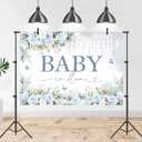 Baby in Bloom Backdrop 7x5ft Sky Blue Flowers Baby Shower Party Decorations Baby Girl's Floral Nature Theme Photography Background