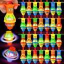 Chivao 50 Pcs Bulk LED Light up Spinner Tops Launcher with Gyroscope Motion Colorful Flashing Spinner Toys Novelty Party Favors for Birthday Events Goodie Bag Fillers Stuffers