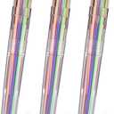 Zonon 3 Pieces 10 In 1 Multicolor Ballpoint Pens Retractable 0.7mm Transparent Barrel Ballpoint Pen for Office School Supplies Students Children Gift