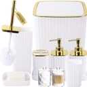 Bathroom Accessories Set - Gorgeous Bathroom Set, 10PC White Bathroom Accessory Set, Toilet Brush, Trash Can, Qtip Holder Dispenser & Soap Dispenser