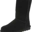BEARPAW Women's Elle Short Winter Boot 8" Suede Shoes, Sheepskin & Wool Blend Lining, Comfortable Boots, 7, Black