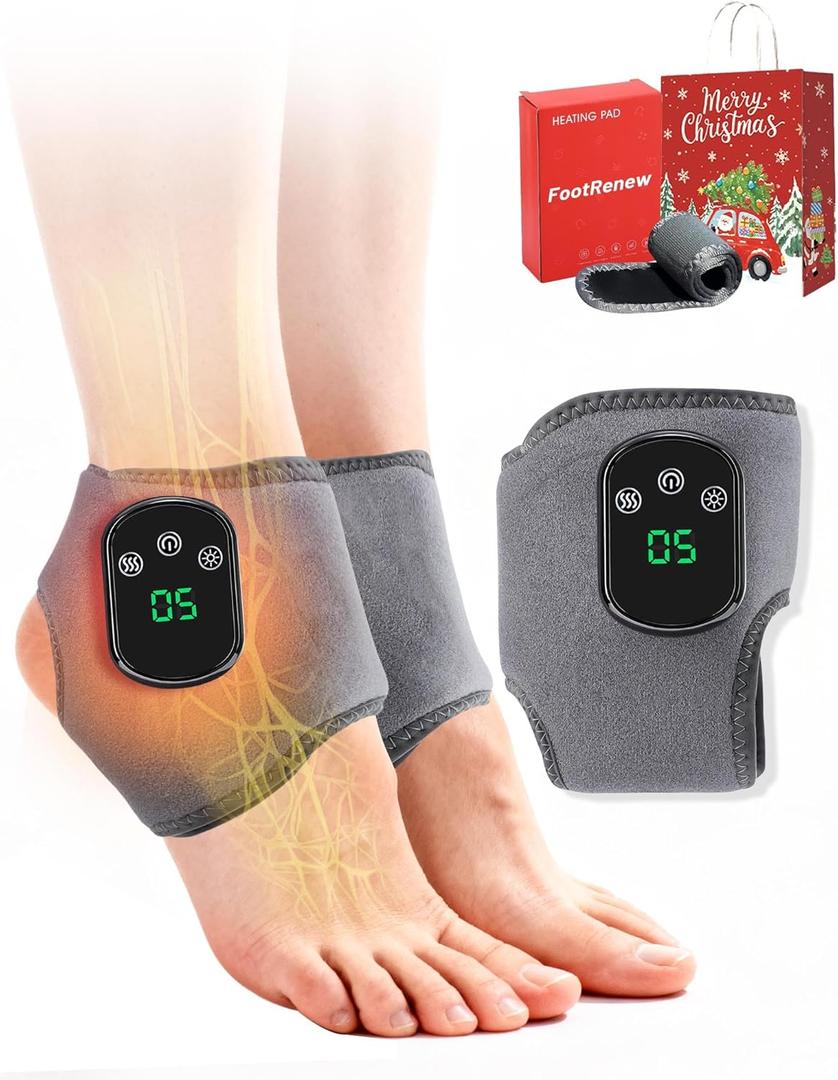 Triple Method Massager, Device Massager for Neuropathy, 3 in 1 Ankle Heat Wrap Wireless Portable with 3 Vibration Mode, 5 Heat Leavel for Relax Feet (1PC)
