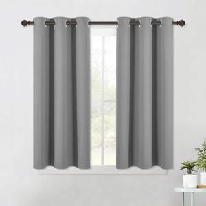 NICETOWN Silver Grey Small Window Blackout Curtain Panels for Bedroom, Thermal Insulated Grommet Top Blackout Draperies and Drapes (2 Panels, W42 x L45 -Inch)
