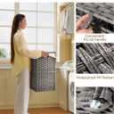 Greenstell Laundry Hamper with Lid, 90L Clothes Hamper with 2 Removable Liner Bags & 2 Mesh Laundry Bags, Handwoven Synthetic Rattan Laundry Basket for Clothes, Toys in Bathroom, Bedroom Grey