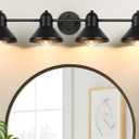 Bathroom Light Fixtures, 4-light Vanity Light Over Mirror, Matte Black Metal Bathroom Light, Modern Farmhouse Rustic Industrial Indoor Wall Mount Lighting Sconce for Living Room Cabinet Hallway