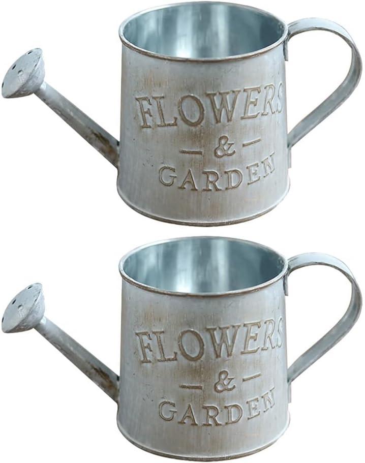 Amosfun Vintage Enamel Flower Arrangement Bucket Decoration - 7.5 Inch Small Galvanized Metal Flower Container for Home and Garden D Cor