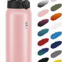 Fanhaw 32 Oz Kids Insulated Stainless Steel Water Bottle with Straw Lid, Leakproof & Anti-Dust Everyday Use Bottle for School, Women & Men, Back to School Essentials (Pink)