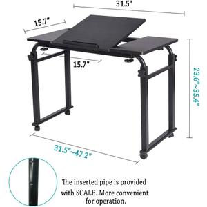 KOMOREBI Overbed Table with Wheels Laptop Desk Cart Table Over The Bed Table Adjustable Height and Length for Hospital and Home use