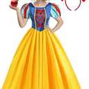 WISHTEN Princess Costume for Women,Adults Princess Dress with Headband, Halloween Costume Dress Up Outfit, M