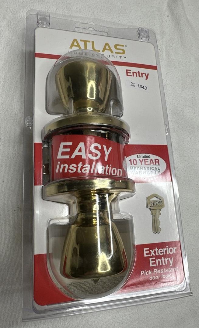 Atlas Home Security Exterior Entry & Deadbolt Shinny Gold Brass, (0003)