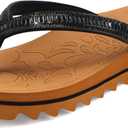 ONCAI Flip Flops for Women, Beach Thong Sandals Womens with Arch Support, Dressy Rhinestone Comfortable Yoga Mat and Non Slip Rubber Soles for Summer US Size 5-11 (8, Black/Khaki)