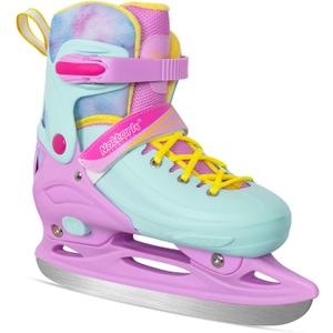 Nattork Ice Skates 4 Sizes Adjustable for Kids Boys Girls, Fun Beginner Ice Skating for Outdoor, Soft and Comfortable Hard Protection for Children Youths Teen (Medium - Kid (13C-2 US), Teal Pink)