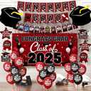 Graduation decorations class of 2025,graduation backdrop sign,Congrats grad banner,Hanging Swirls,Maroon grad balloons for men women graduation party decorationsMaroon