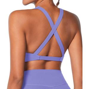 Sunzel Women's Sports Bra Criss Cross Back Yoga Crop Top with Removable Pads Double Lined V Neck Wirefree Padded Workout Bra (Small, Periwinkle) Sunzel Women's Sports Bra Criss Cross Back Yoga Crop Top with Removable Pads Double Lined V Neck Wirefree Padded Workout Bra (Small, Periwinkle)