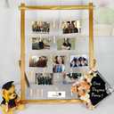 FramePro Freestanding Photo Display Board with Clips, Stable Tabletop Picture Frame Stand Holds 30+ Photos, Graduation Centerpiece Decorations 2026, Wooden Board for Photos, Artworks (Carbonized), 33x25