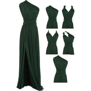 Edaydress Full Length one Dress with Over 100 Styles Multi Ways wrap Convertible Infinity Slit Bridesmaid Dresses (Hw46 Ever Green)